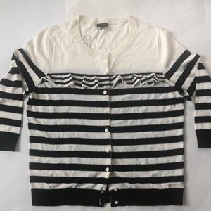 NWT brand new Talbot cardigan size Petite Large PL. Ivory with black stripes.